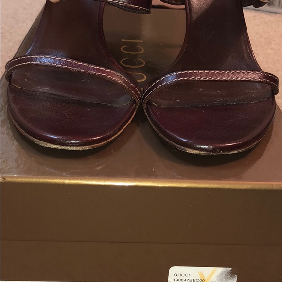 ❌❌❌ Gucci Sand Pelle S Cuoio Sandles DK Cuir sz 7 preowned - Picture 4 of 6